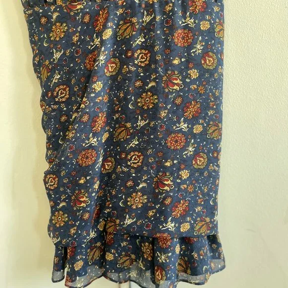 NEW Veronica Beard Dakota Floral Mini Dress Size 4 Ink Blue Chiffon Wrap… - Picture 9 of 10